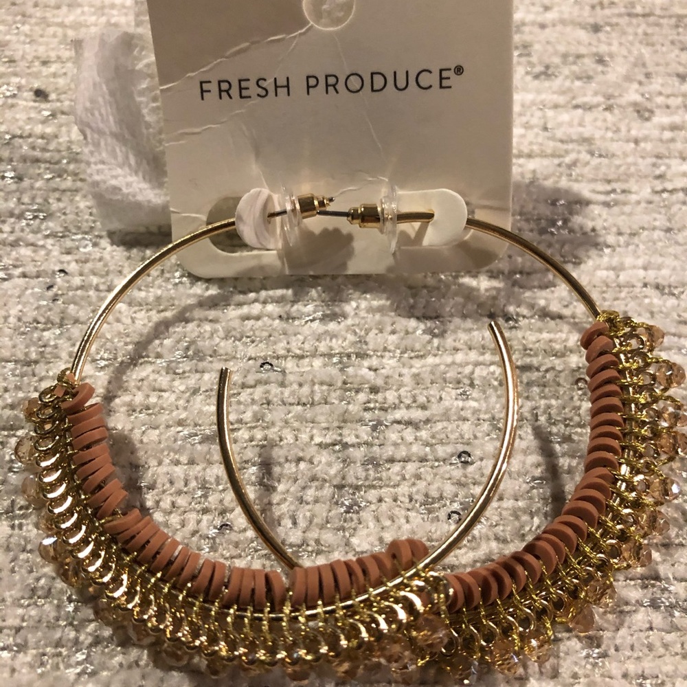 NWT beaded hoop earrings